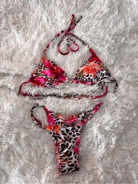 Tropical Floral & Leopard Print Bikini